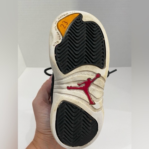 Childs Nike Air Jordans 12 Retro Size 8C Black Suede on Black with Rubber Sole - Picture 7 of 11